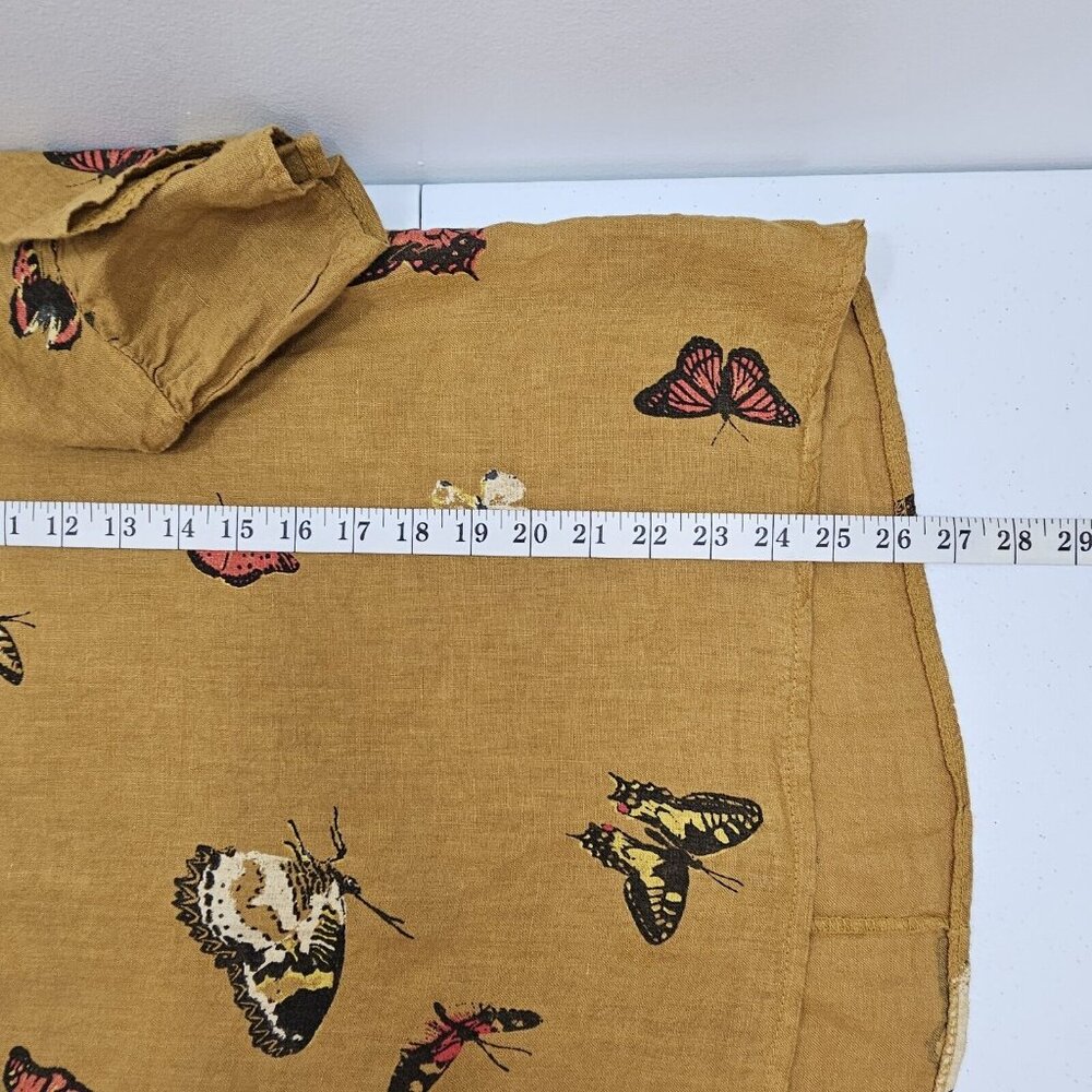 Viola Borghi Womens Linen Blouse Small Tan Boho Oversized Ethereal Baggy Relaxed - Picture 7 of 13